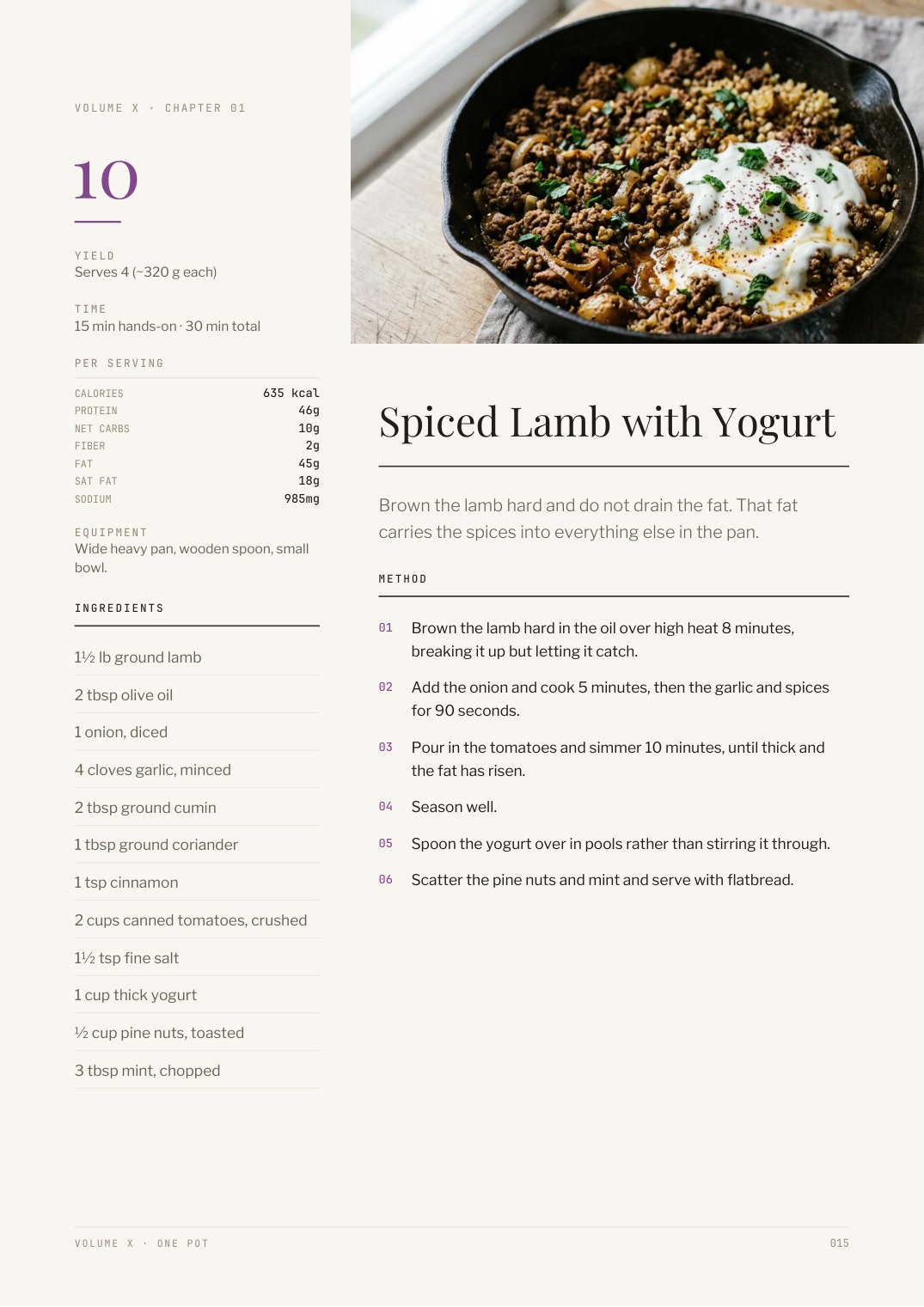 Recipe page from One Pot