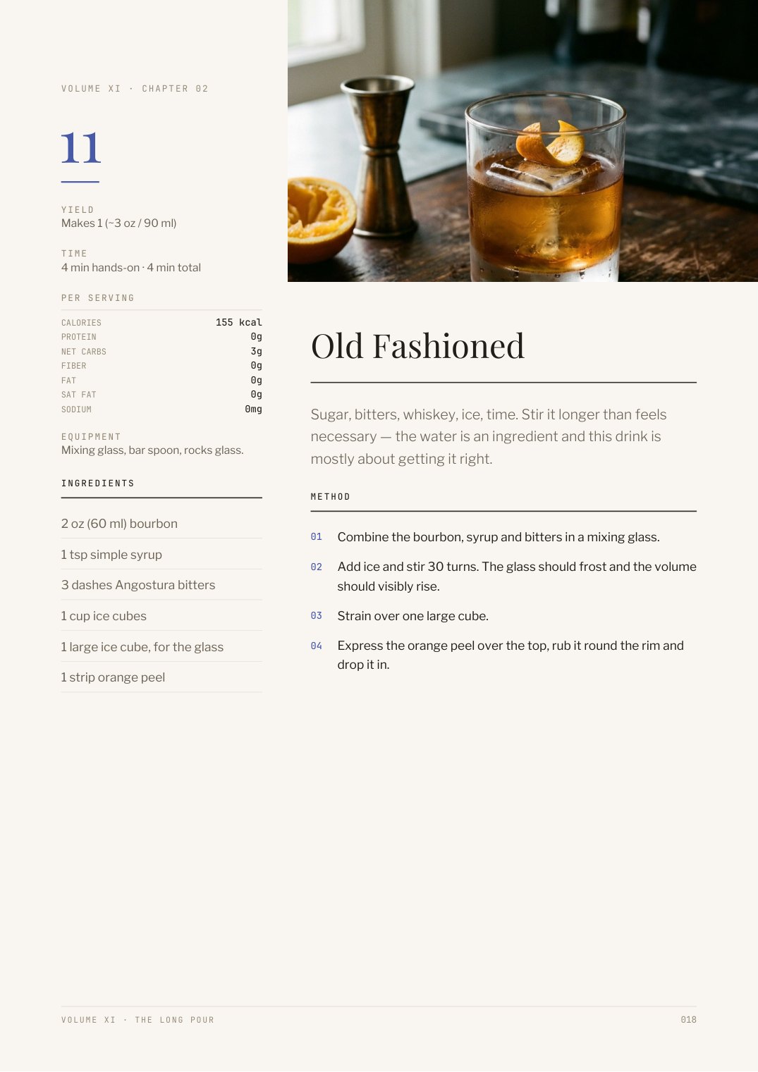 Recipe page from The Long Pour