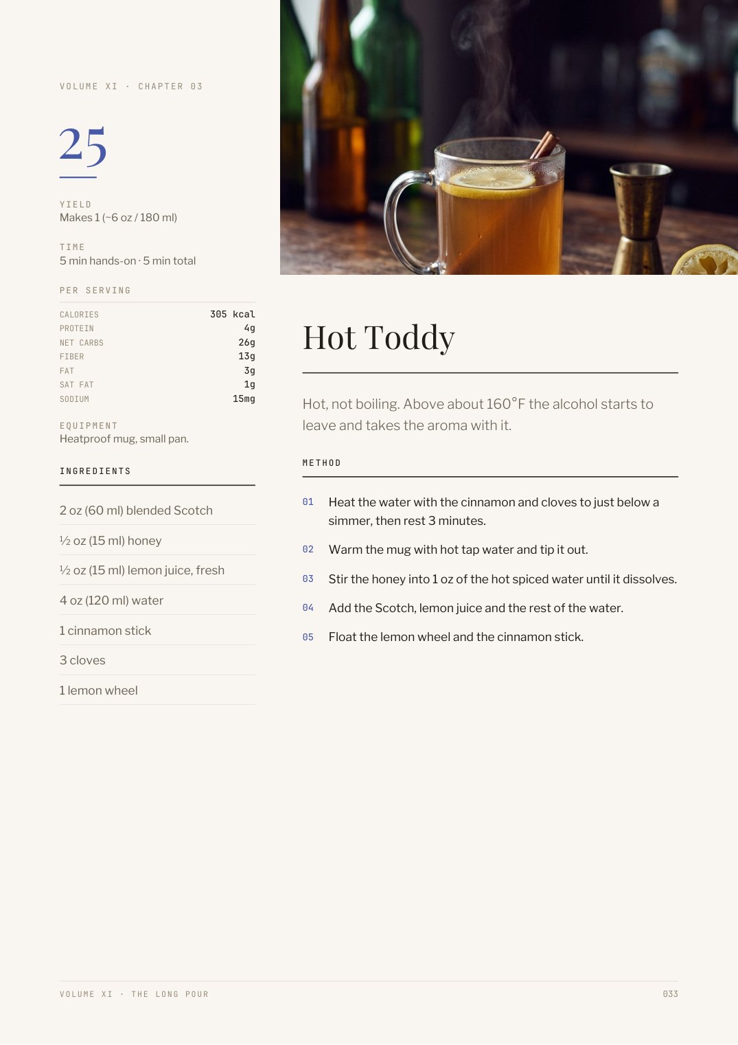 Recipe page from The Long Pour