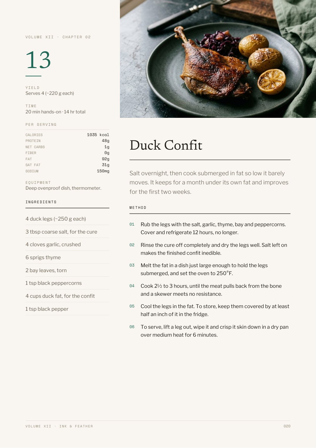 Ink & Feather cookbook interior recipe preview