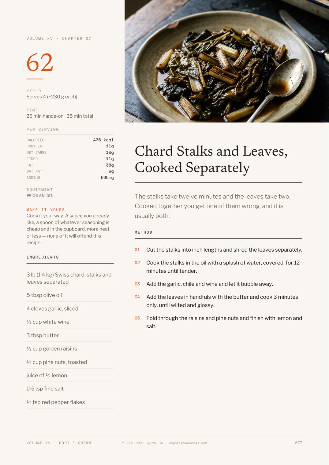 Root & Crown cookbook interior recipe preview