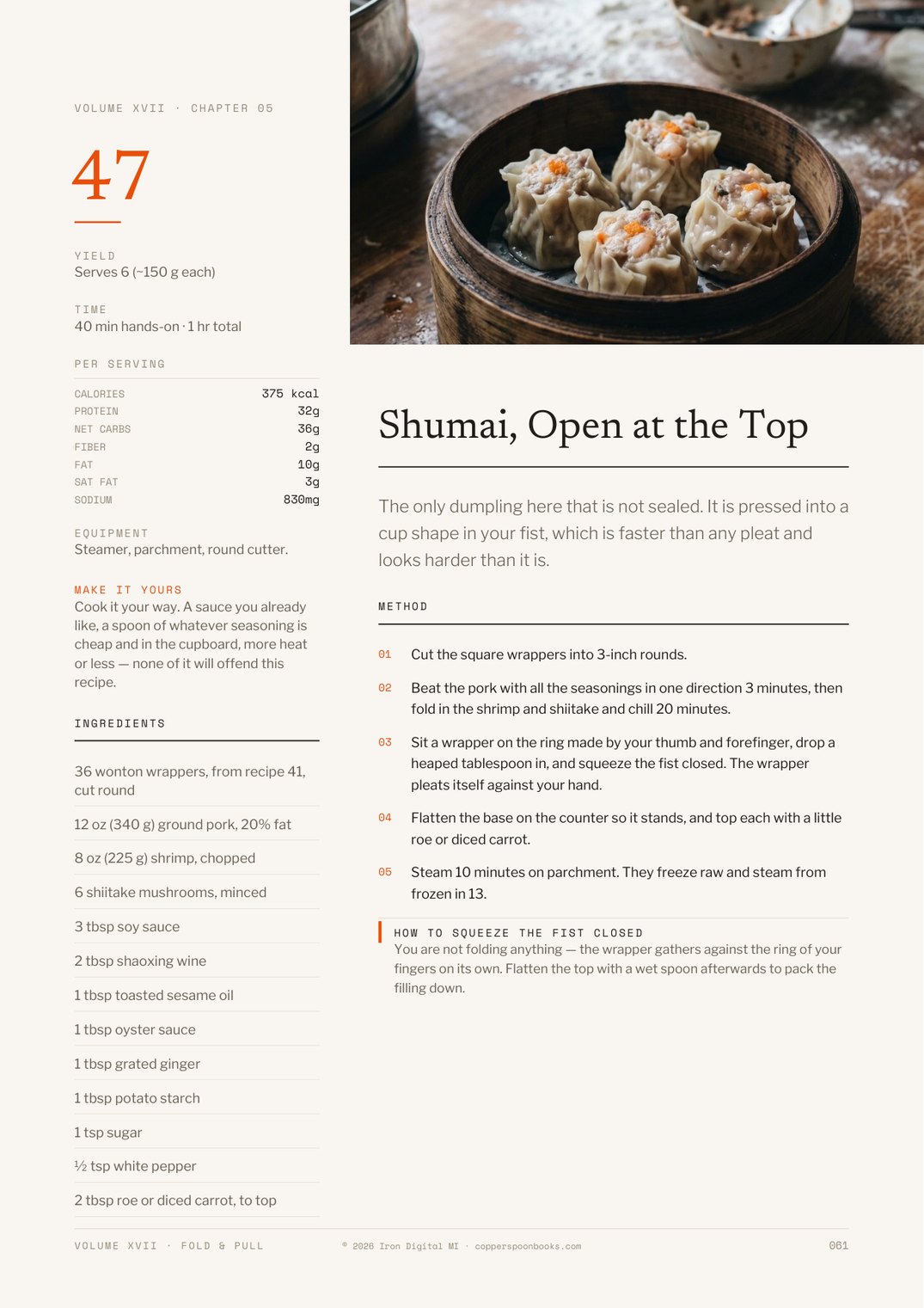 Fold & Pull cookbook interior recipe preview