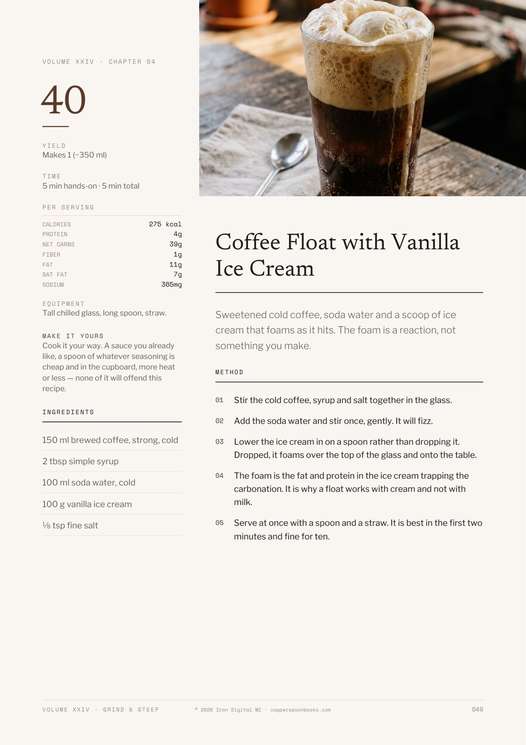 Grind & Steep cookbook interior recipe preview