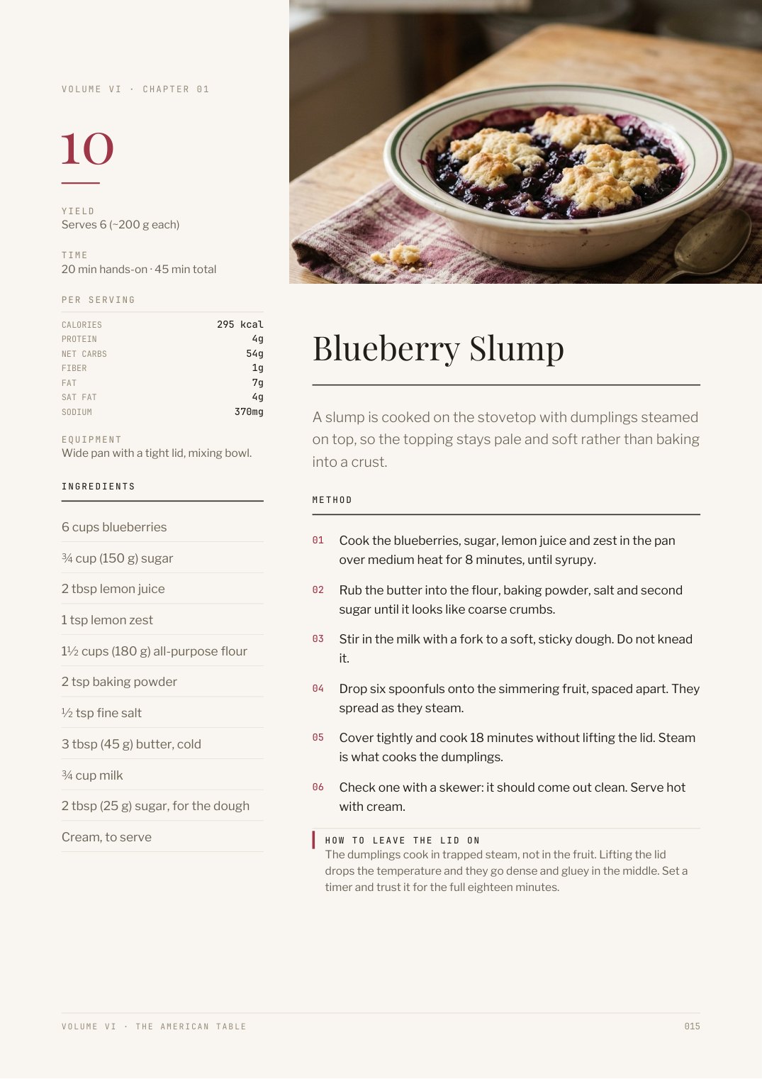 Recipe page from The American Table