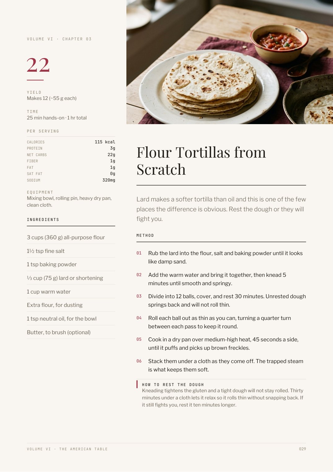 Recipe page from The American Table