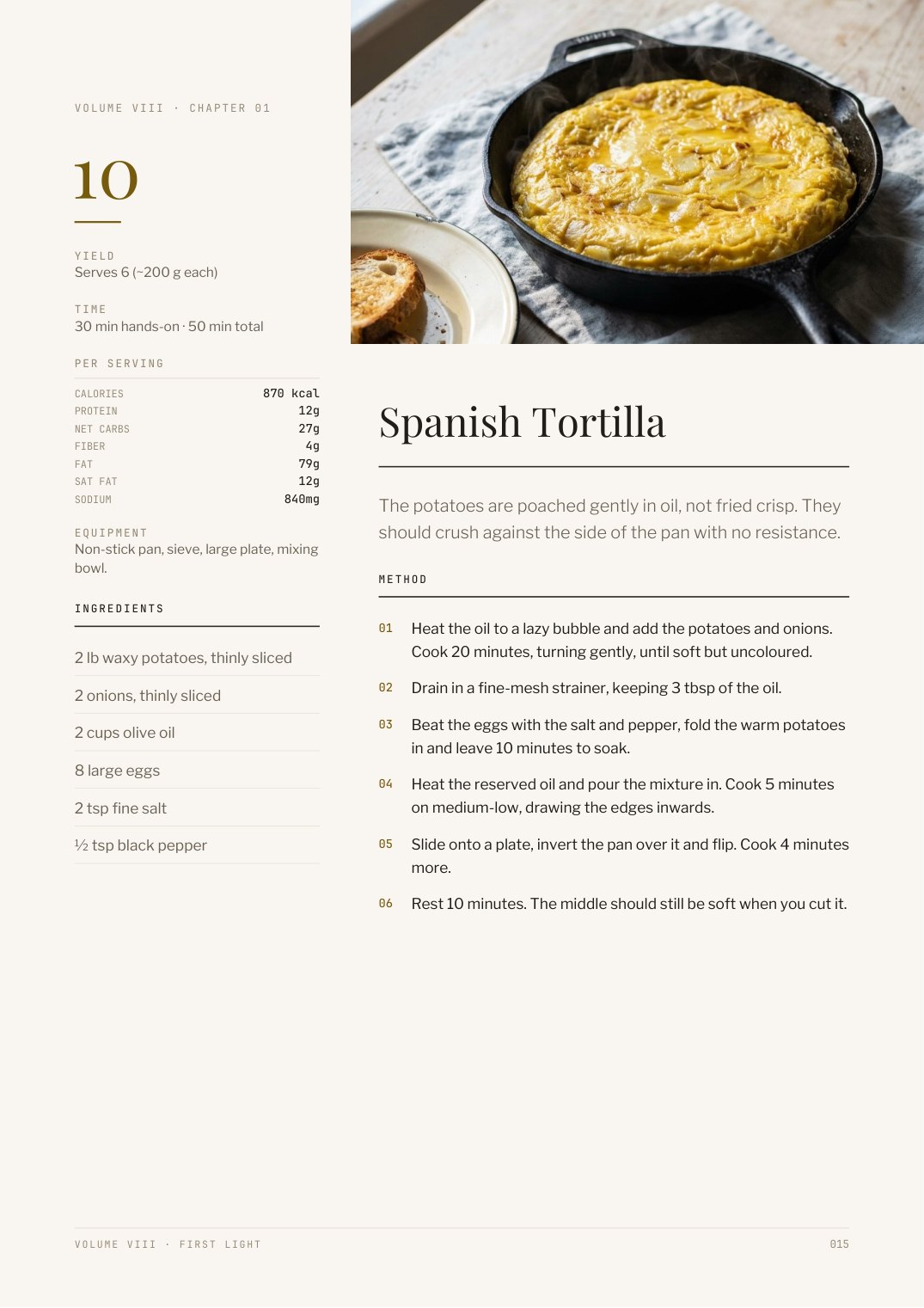 Recipe page from First Light