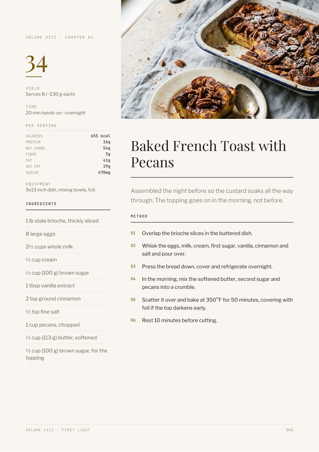 Recipe page from First Light