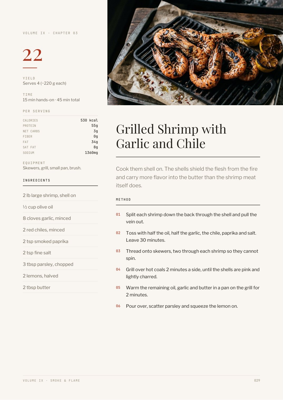 Recipe page from Smoke & Flame