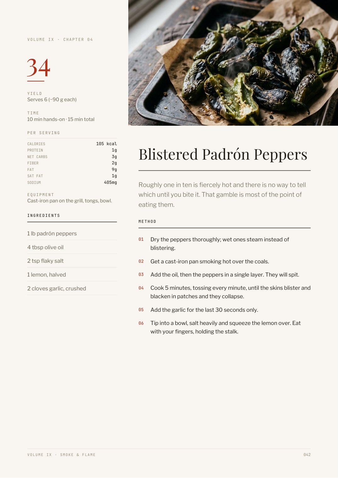 Recipe page from Smoke & Flame
